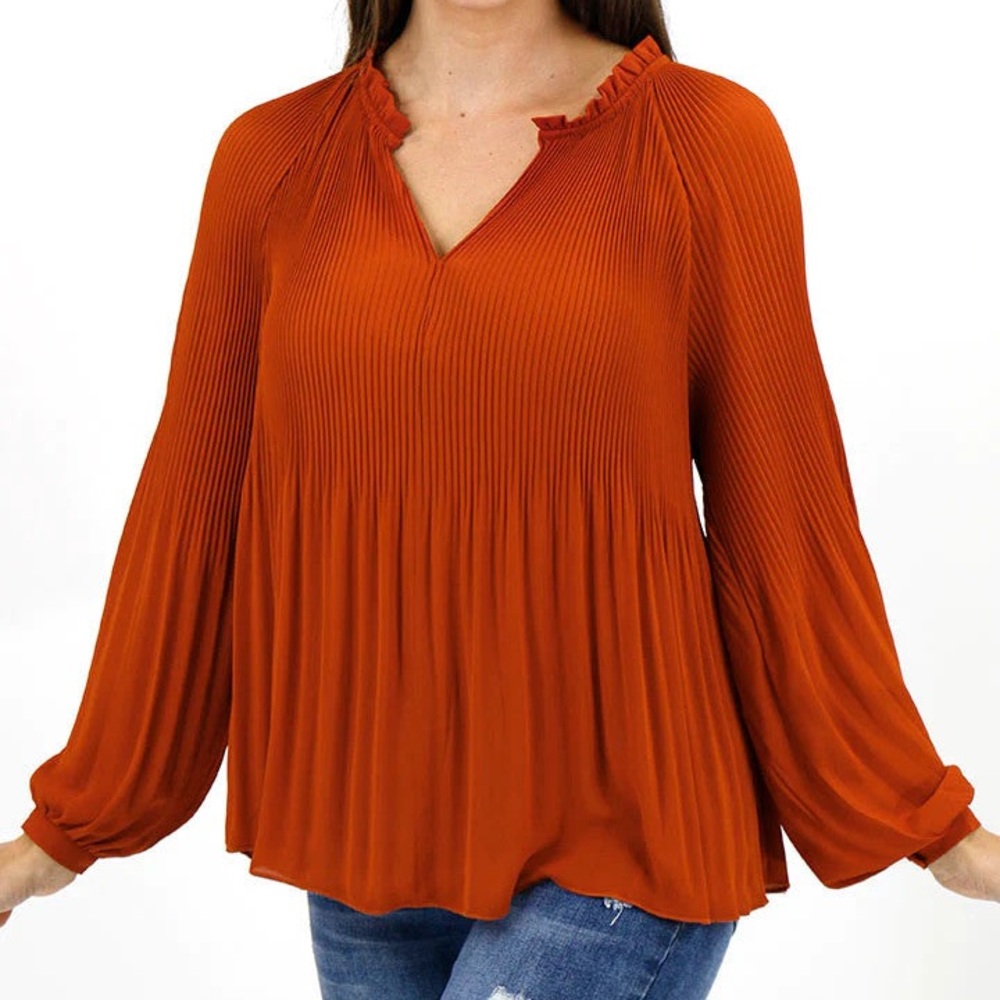 Grace & Lace Spice Pleated Blouse Size L - Picture 4 of 7